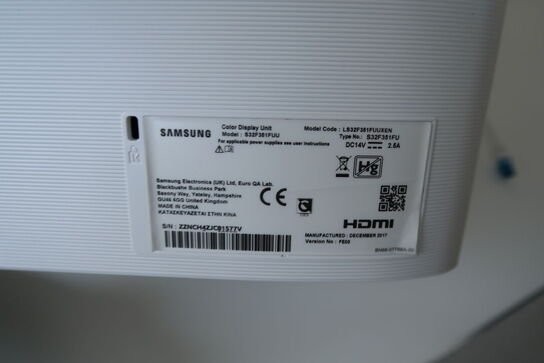Computerskærm SAMSUNG S32F351FUU med tastatur, mus og dockingstation