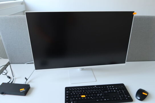 Computerskærm SAMSUNG S32BM701UU med tastatur, mus og dockingstation