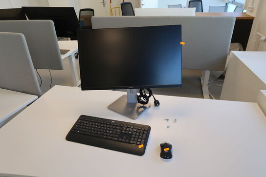 Computerskærm DELL U2715H med tastatur og mus