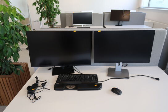 2 stk. computerskærme DELL, SAMSUNG S32A600UUU med mousetrapper, tastatur og mus