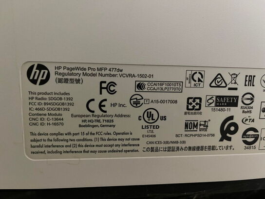 Printer, HP PAGEWIDE PRO MFP 477dw
