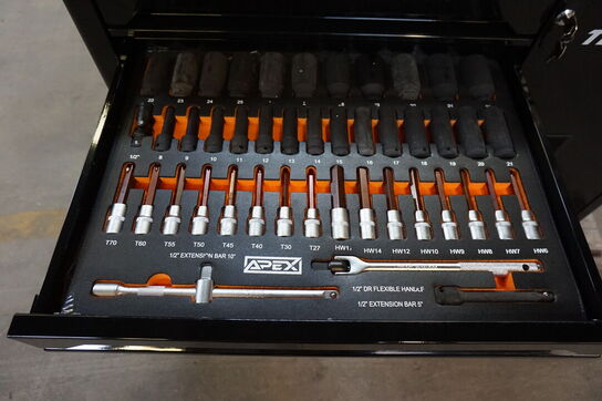 Apex techseries XXXL Værkstedsvogn med værktøj, 7 skuffer & skab 