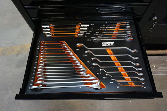 Apex techseries XXXL Værkstedsvogn med værktøj, 7 skuffer & skab 