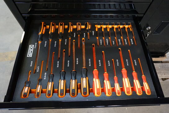 Apex techseries XXXL Værkstedsvogn med værktøj, 7 skuffer & skab 