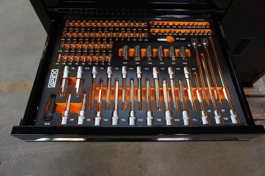 Apex techseries XXXL Værkstedsvogn med værktøj, 7 skuffer & skab 