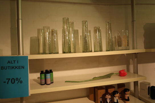 Div. Pyntegenstande, glas, baser til kubus stager m.m.