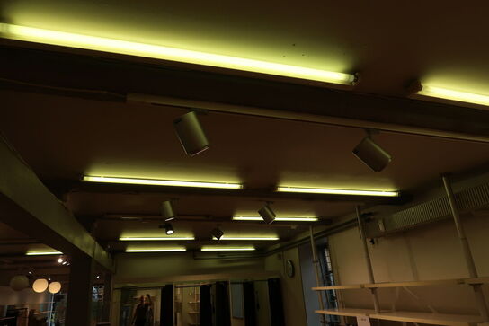 66 stk. spots med skinner (flere forskellige slags spots)