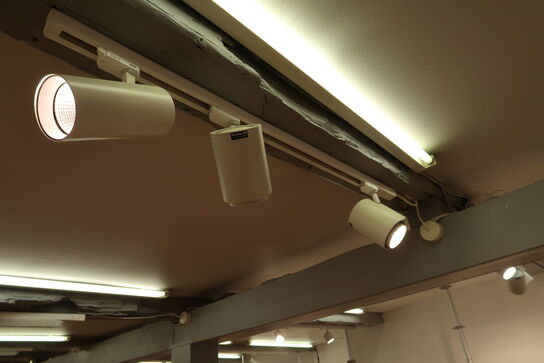 66 stk. spots med skinner (flere forskellige slags spots)