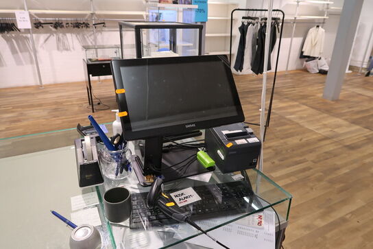 Kasseapparat SAM4S med bonprinter, tastatur, håndscanner m.m.