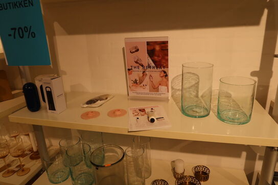 Div. Pyntegenstande, glas, baser til kubus stager m.m.