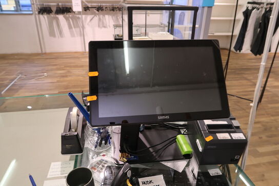 Kasseapparat SAM4S med bonprinter, tastatur, håndscanner m.m.