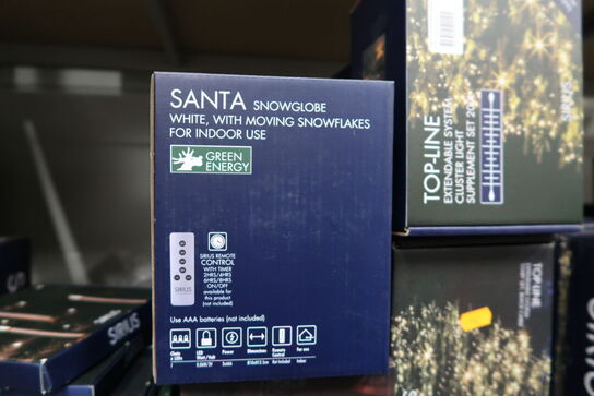 2 stk. julelys SIRIUS Santa Snowglobe