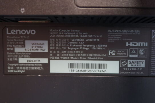 Lenovo ThinkVision T27i-10 27" skærm (sort)