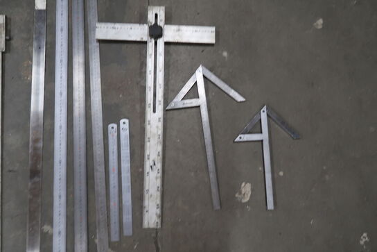 10 stk. Vinkler, måleredskaber m.m. 