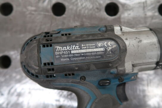 Akku slag bore-/skruemaskine, Makita BHP451
