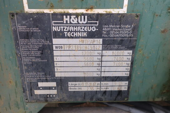 Vogn HW HWT PA14 10 TONS