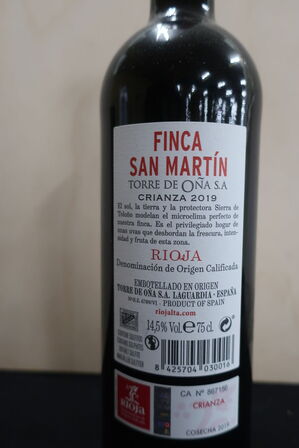 3 fl. Rødvin FINCA SAN MARTIN Torre De Ona Crianza 2019