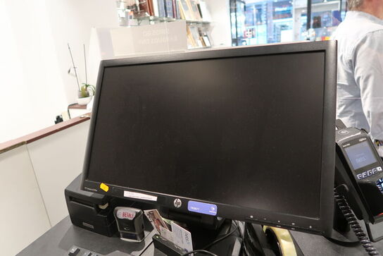 Computerskærm HP Compaq LA2306x, labelprinter, tastatur, mus, computer, printer