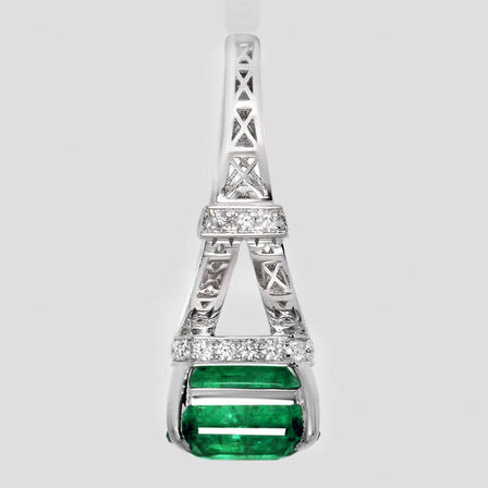 6,25 ct. fin smaragd og diamantring i 14 kt. Hvidguld. IGI.