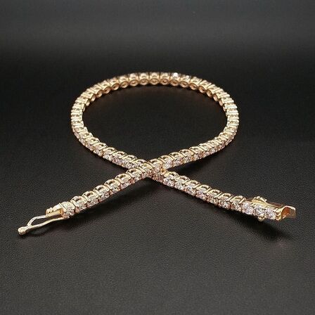 Armbånd 4,45 ct. Naturlige PINK diamanter i 14kt rosa guld. AIG