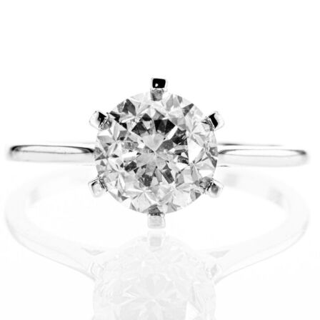 2.16 ct. Naturlig brillant solitairering af 14 kt. hvidguld, GCI.