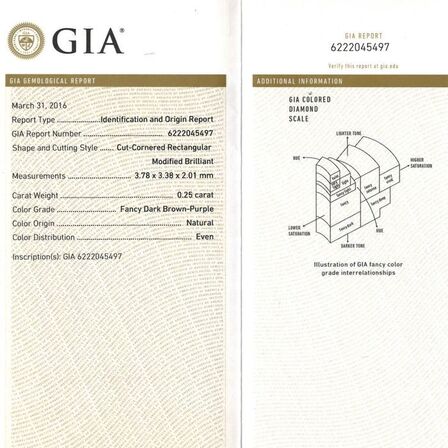 Diamantring med rødviolet diamant af 14 kt. hvidguld, ialt ca. 0.58 ct. GIA