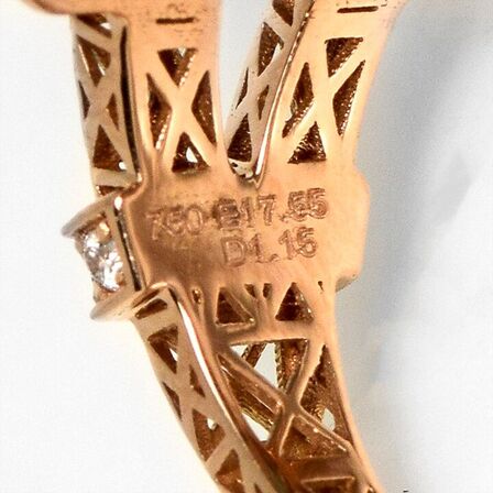 18,70 ct. meget fin smaragd og diamantring i 18 kt. rosèguld. IGI.