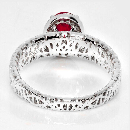 Sjælden 1,11 ct. No Heated rubin, diamant og 18 kt. hvidguldring. GIA