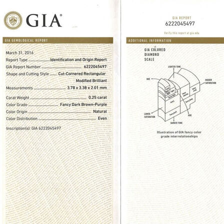 Diamantring med rødviolet diamant af 14 kt. hvidguld, ialt ca. 0.58 ct. GIA