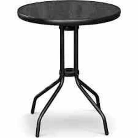 Bistro Cafébord 60 cm rundt - med sort glasplade og sort metalstel