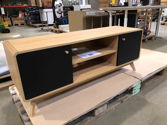 Caitlin TV-bord - egetræslook og sort 