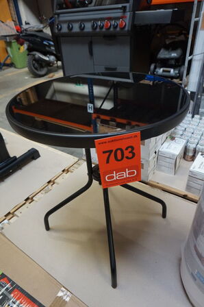 Bistro Cafébord 60 cm rundt - med sort glasplade og sort metalstel