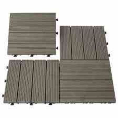 7 pk Terrassefliser, Komposit à 4 stk 30x30 cm Teak/grå 