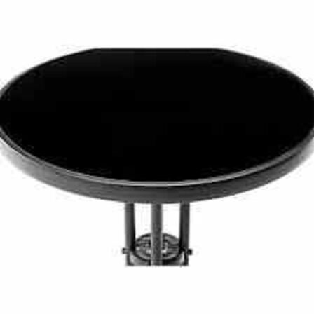Bistro Cafébord 60 cm rundt - med sort glasplade og sort metalstel