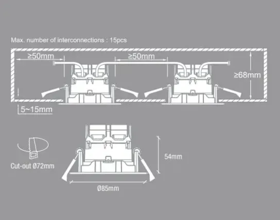 3 stk. nordlux Dorado downlight 3 kit m. dæmp sort
