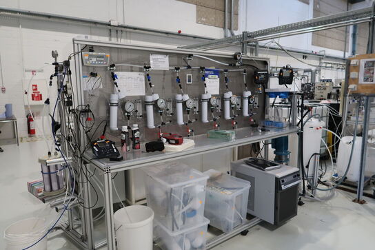 Teststation med div. Filtre, trykmålere