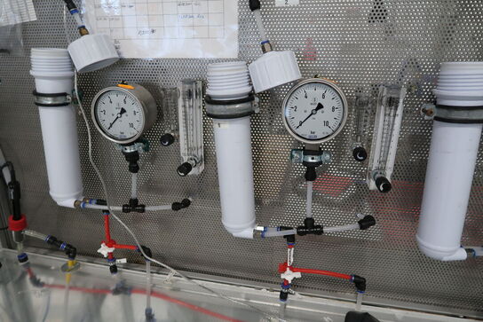 Teststation med div. Filtre, trykmålere