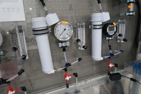 Teststation med div. Filtre, trykmålere