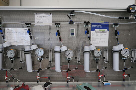 Teststation med div. Filtre, trykmålere