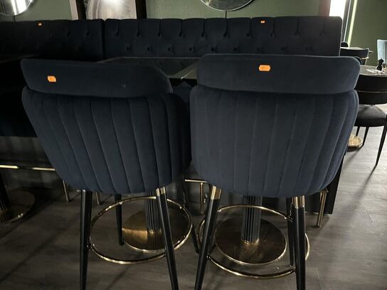 2. Stk Høj cafe borde, 2. Stk. Høj cafe stole i stof, Sofa modul i stof