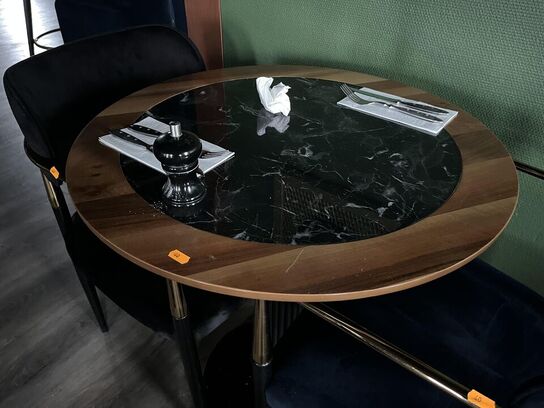 Rundt Cafe bord m. 2. Stk. Stole i stof