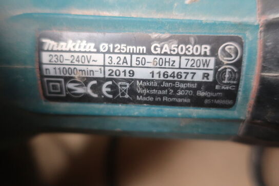 Vinkelsliber, boremaskine mv.  MAKITA  Model: GA 503R, GA 9020R,  HK1820 