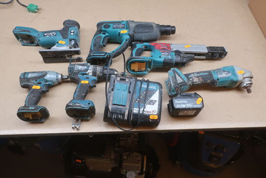 Stiksav, boremaskine mv.  MAKITA  Model: DTW 251,  DJV1S,  HP 484,  DHR 202, DFR 550,  DGA 506,  DC18RC