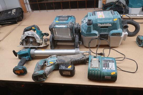 Rundsav, støvsuger  mv.  MAKITA  Model: DVC 750L, DJR 187, DC18RA, DCG 180, DHS 660