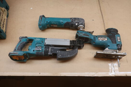 Dyksav, multiværktøj, sømpistol mv.  MAKITA  Model: DFR550, DJV181, DTM51