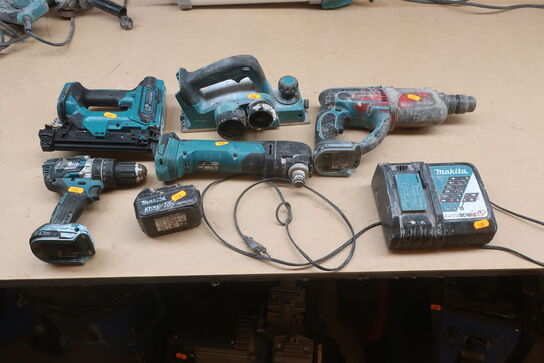 Høvl, boremaskine mv.  MAKITA  Model: HP 484, DFN 350, DKP 180, DTM 51, DC18RC