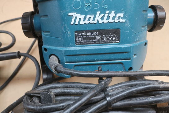 Boremaskine, arbejdslampe, sliber mv.  MAKITA  Model: DML 805, HG 5012, 9404