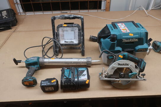 Rundsav, støvsuger  mv.  MAKITA  Model: DVC 750L, DHS 680, DCG 180, DML 805