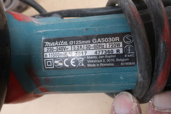 Vinkelsliber, bajonetsav mv.  MAKITA  Model: A9020R, JR3050T, GA5030R 