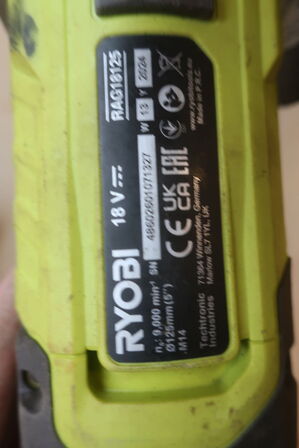 Boremaskine, vinkelsliber mv.  RYOBI Model: 5NR19/66-2, RAG18125, RID18X,  Easy Egde, Hegde Sweep, 